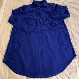 NWOT Navy Blue Sheer Blouse, 3/4 Sleeves